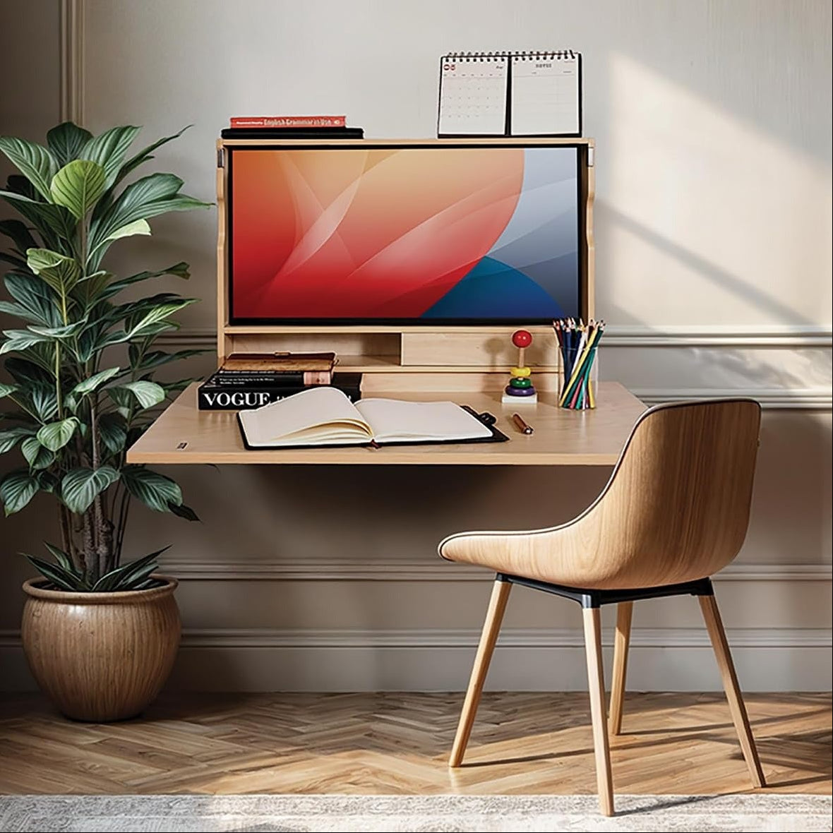 Space‑Saving Wall‑Mounted Folding Murphy Desk With Storage