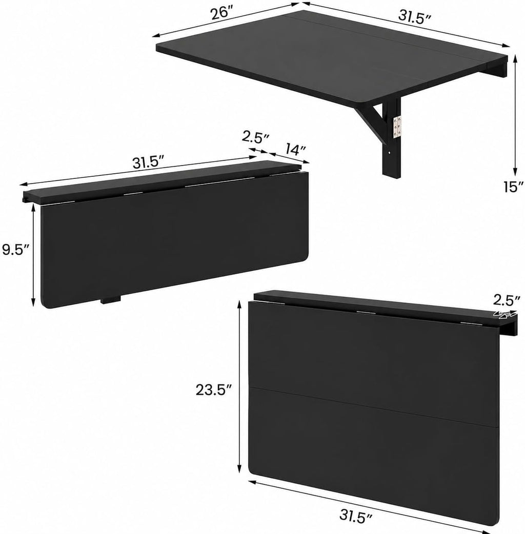 Space‑Saving Wall‑Mounted Drop‑Leaf Floating Folding Desk