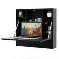 Black Wall‑Mounted Folding Desk With Storage Drawer