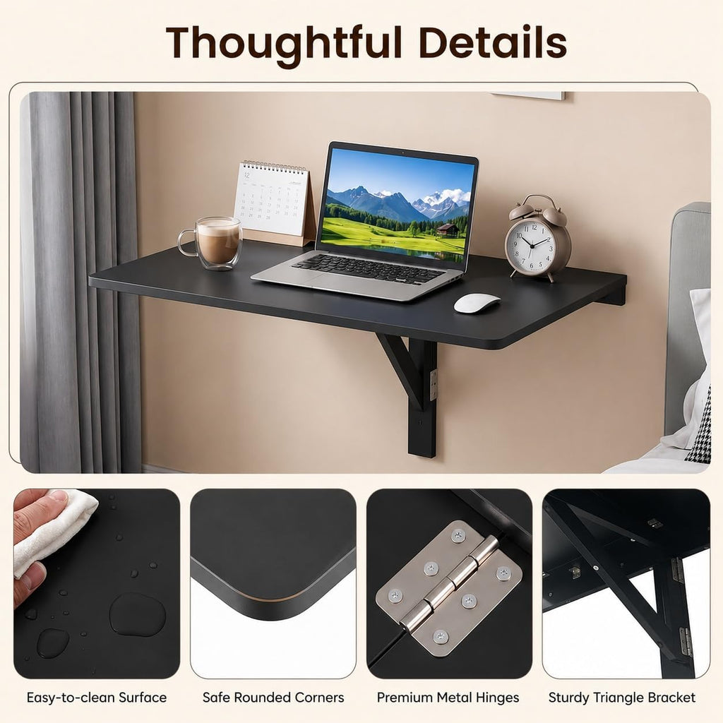 Space‑Saving Wall‑Mounted Drop‑Leaf Floating Folding Desk