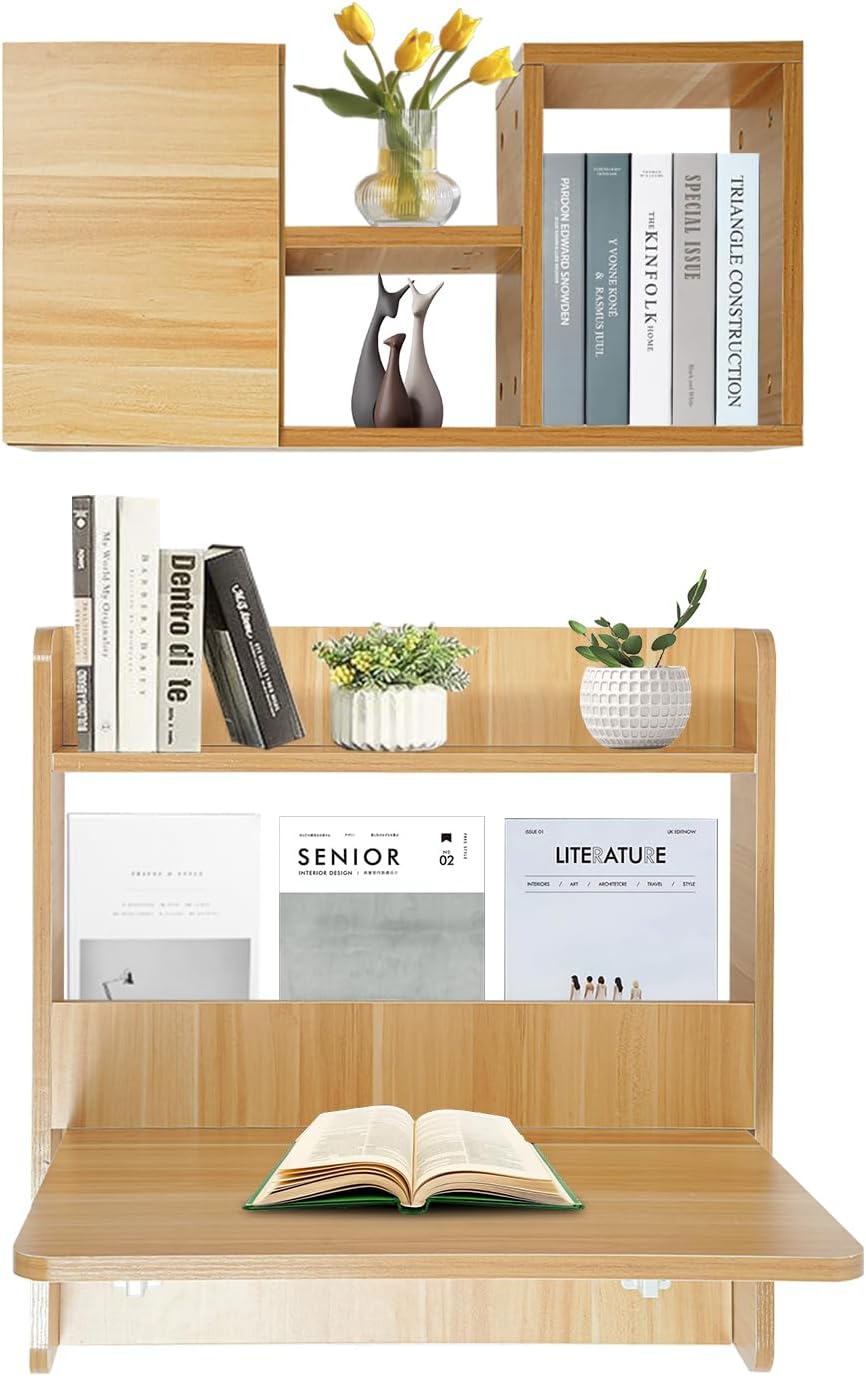 Space‑Saving Wall‑Mounted Folding Desk With Shelves