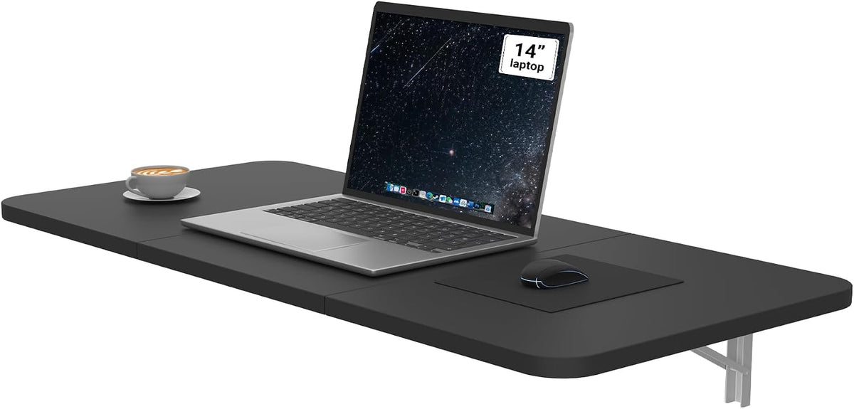 Black Wall‑Mounted Drop‑Leaf Space‑Saving Folding Desk