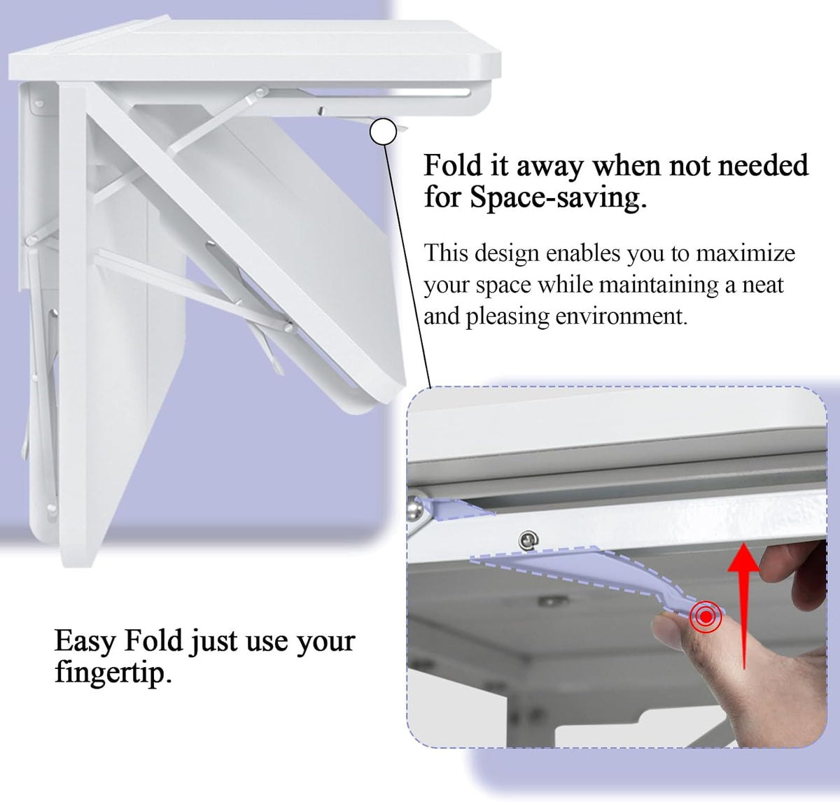 White Space‑Saving Wall‑Mounted Floating Folding Desk