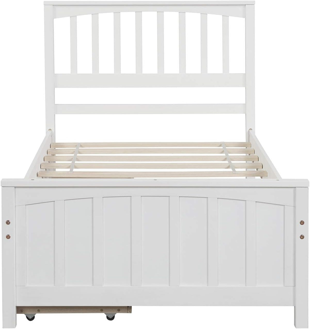 White Wooden Twin Kids Bed Frame With Storage Drawers