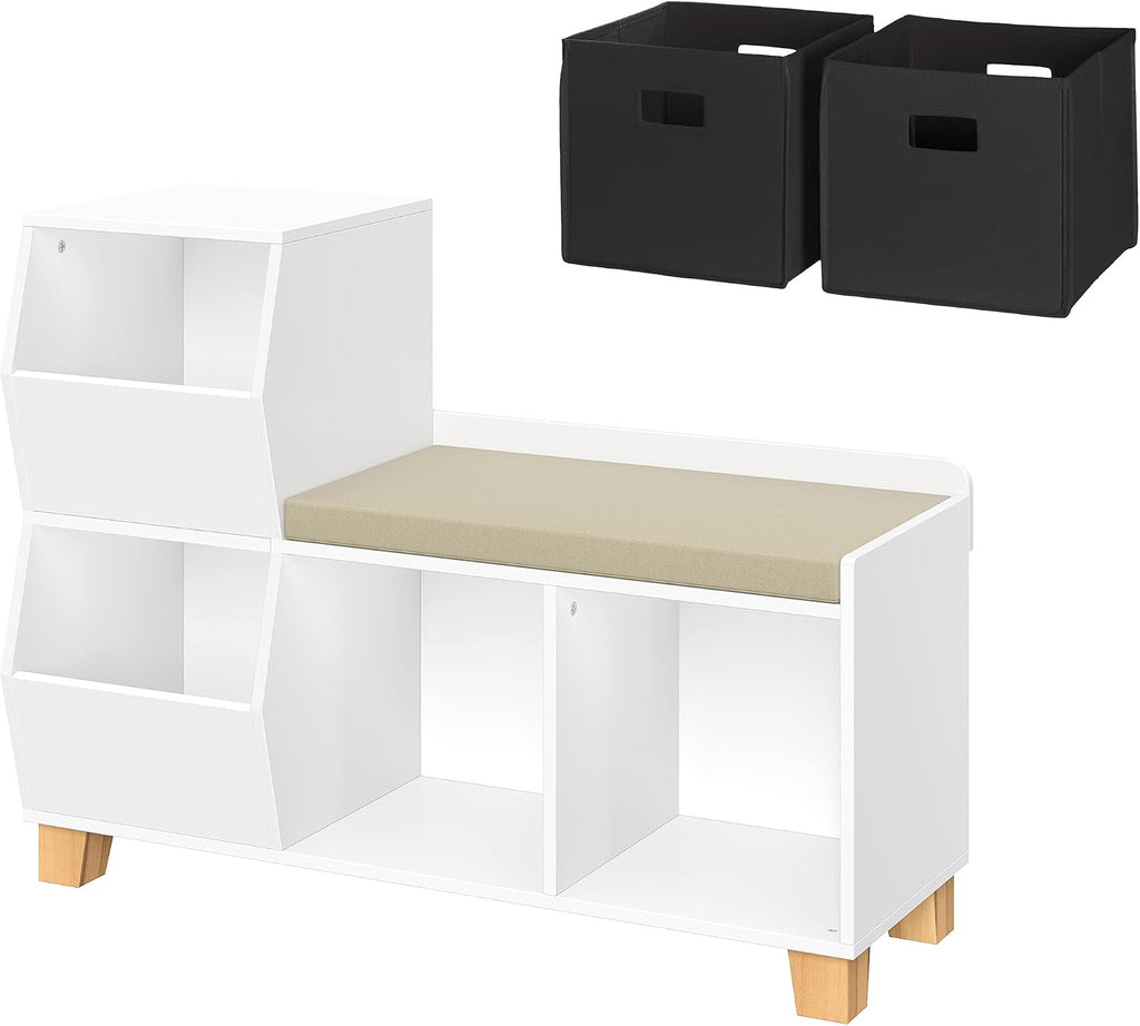 Kids Cubby Storage Bench With Reading Cushion