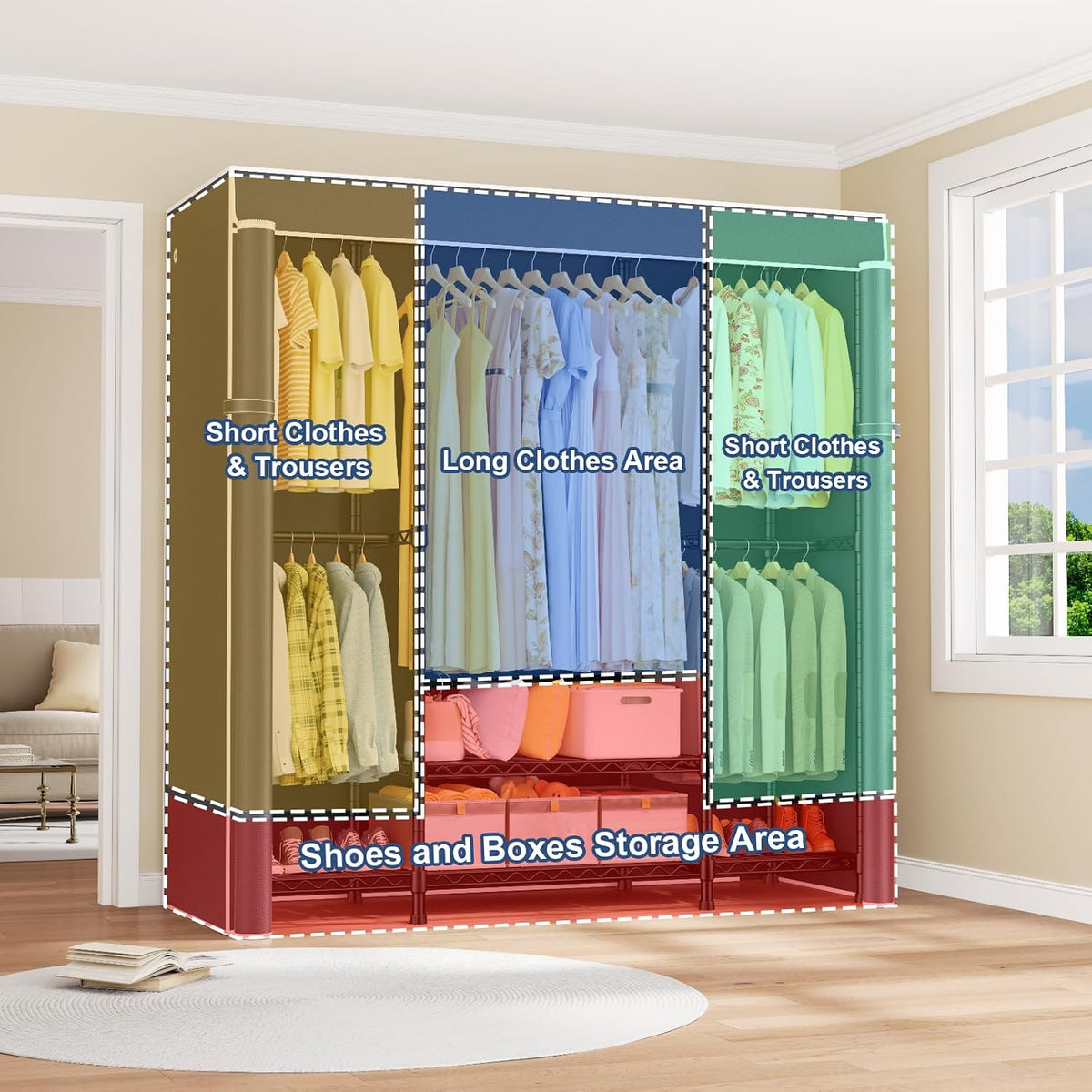 Black Heavy‑Duty Freestanding Covered Garment Rack