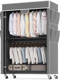 Gray Rolling Heavy‑Duty Portable Garment Closet Rack