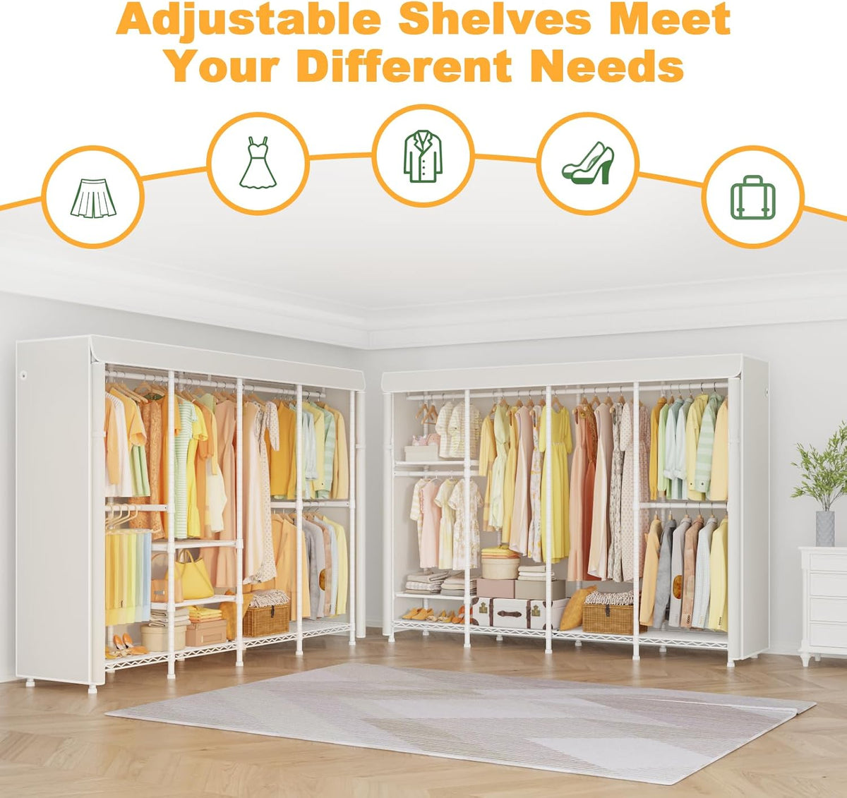 Black Large Heavy‑Duty Covered Portable Garment Closet