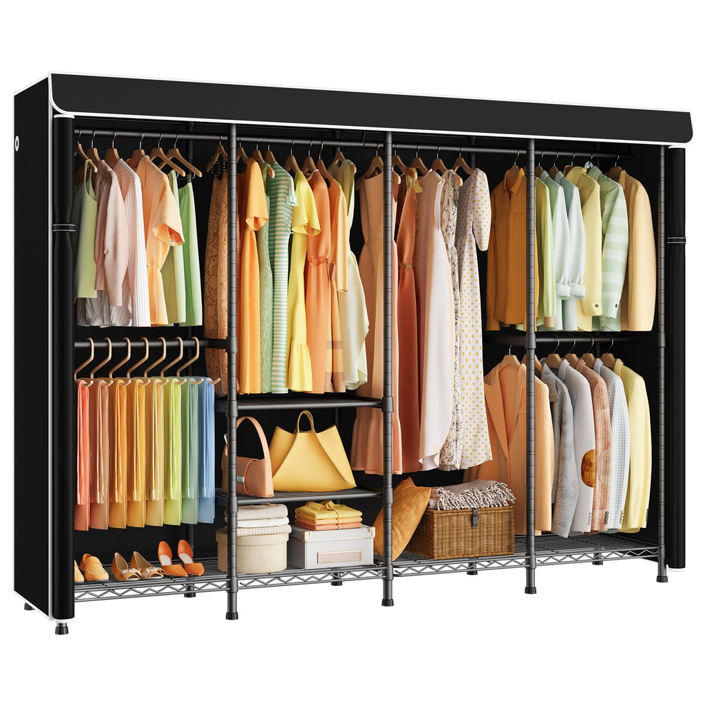Black Heavy‑Duty Covered Portable Garment Rack
