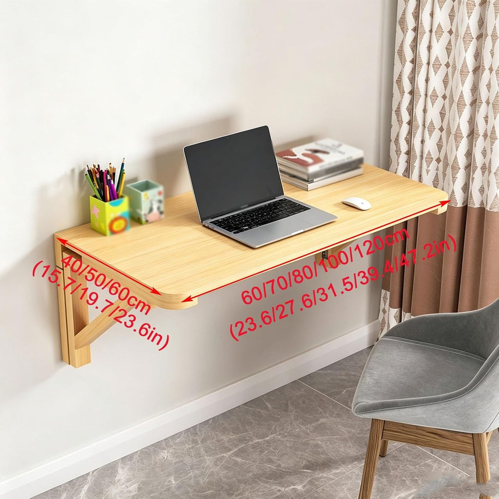 Space‑Saving Wall‑Mounted Floating Folding Wood Desk