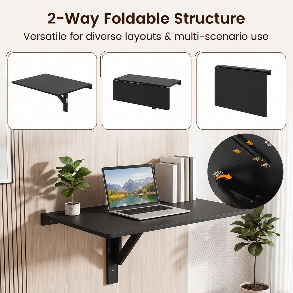 Space‑Saving Wall‑Mounted Drop‑Leaf Floating Folding Desk