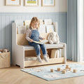 Wooden Kids Storage Bench With Bookshelf Cushion