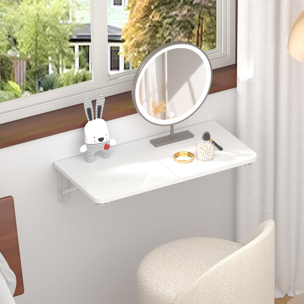 White Space‑Saving Wall‑Mounted Floating Folding Desk