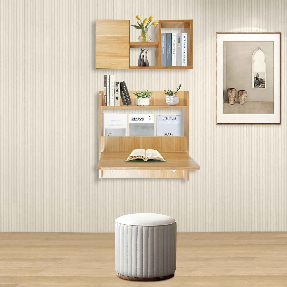 Space‑Saving Wall‑Mounted Folding Desk With Shelves