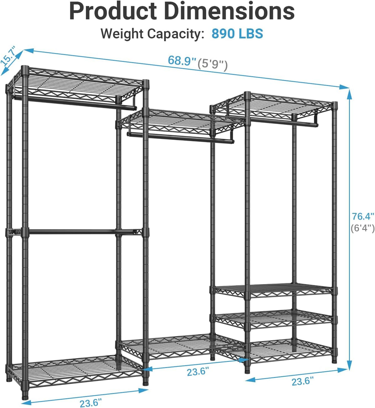 Black Heavy‑Duty Freestanding Covered Portable Garment Rack