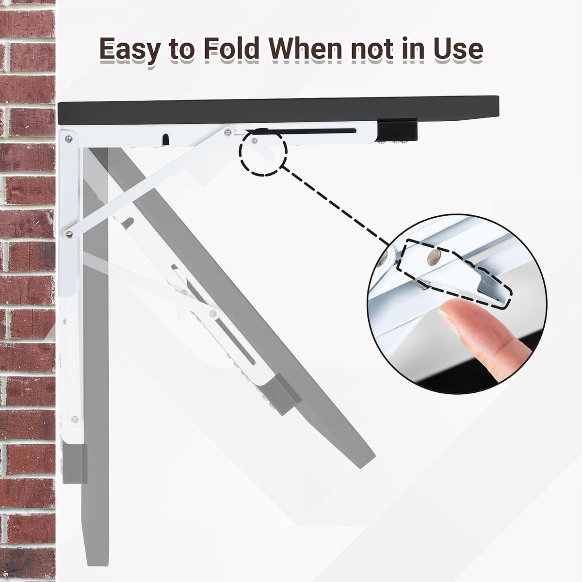 Black Wall‑Mounted Drop‑Leaf Space‑Saving Folding Desk