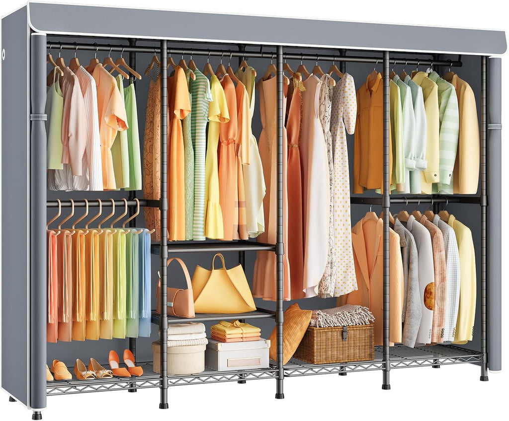 Black Heavy‑Duty Covered Portable Garment Rack
