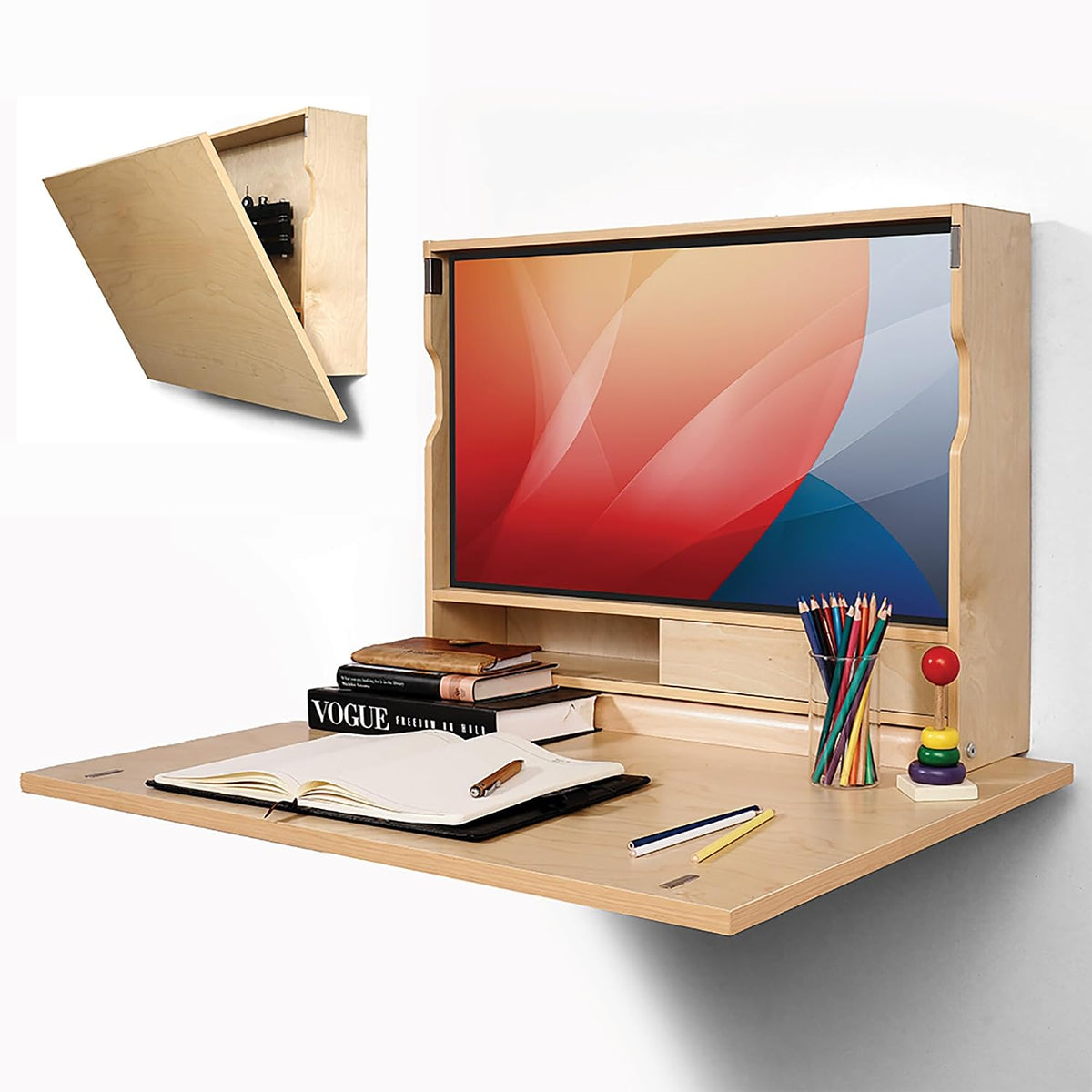 Space‑Saving Wall‑Mounted Folding Murphy Desk With Storage