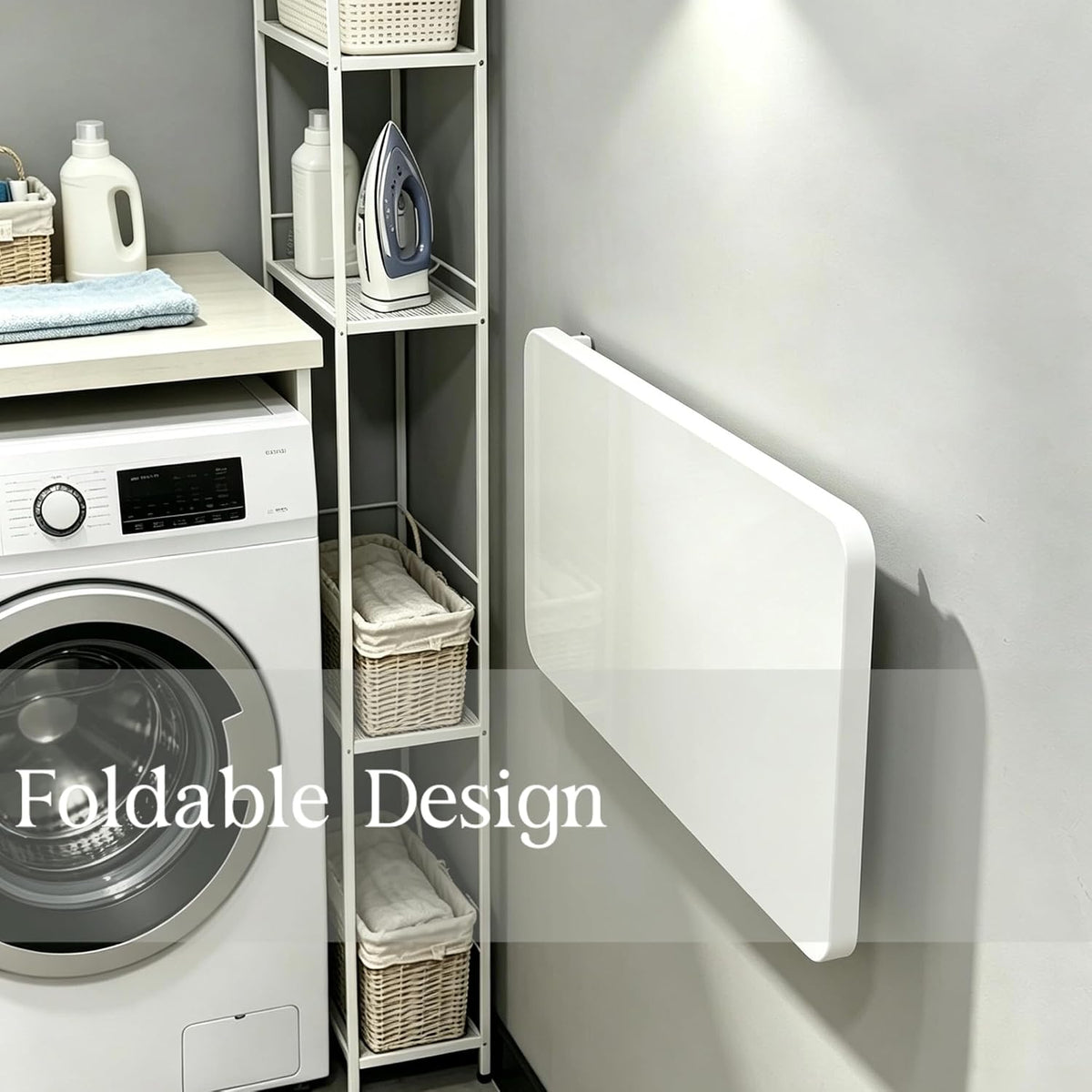 Wooden Wall‑Mounted Fold‑Down Folding Laundry Desk