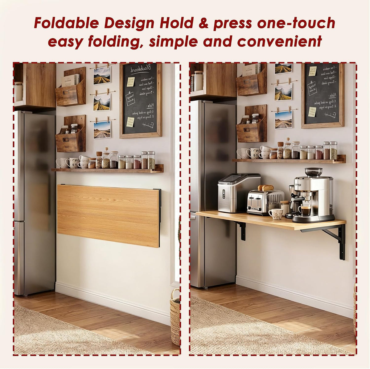 Teak Wall‑Mounted Fold‑Down Folding Work Table