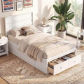 White Wooden Kids Twin Bed Frame With Storage Drawers