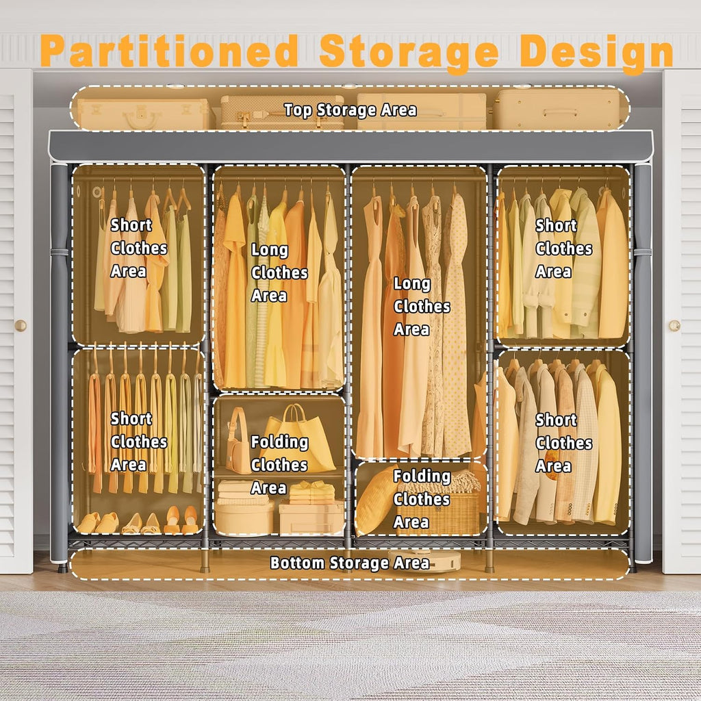 Black Heavy‑Duty Covered Portable Garment Rack
