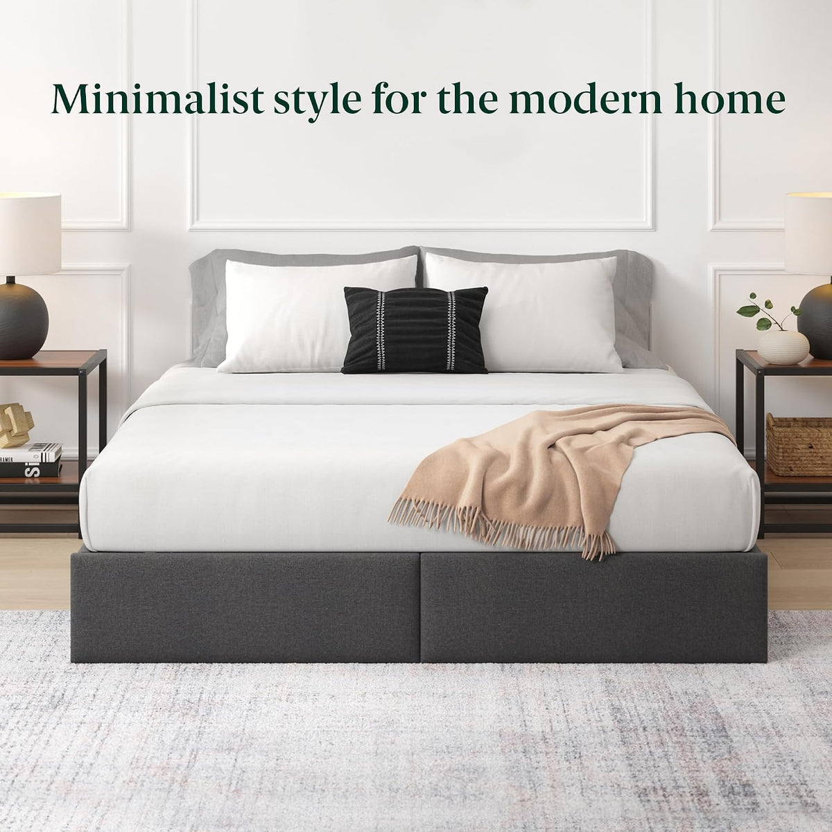 Modern Upholstered Queen Bed Frame With Storage Drawers