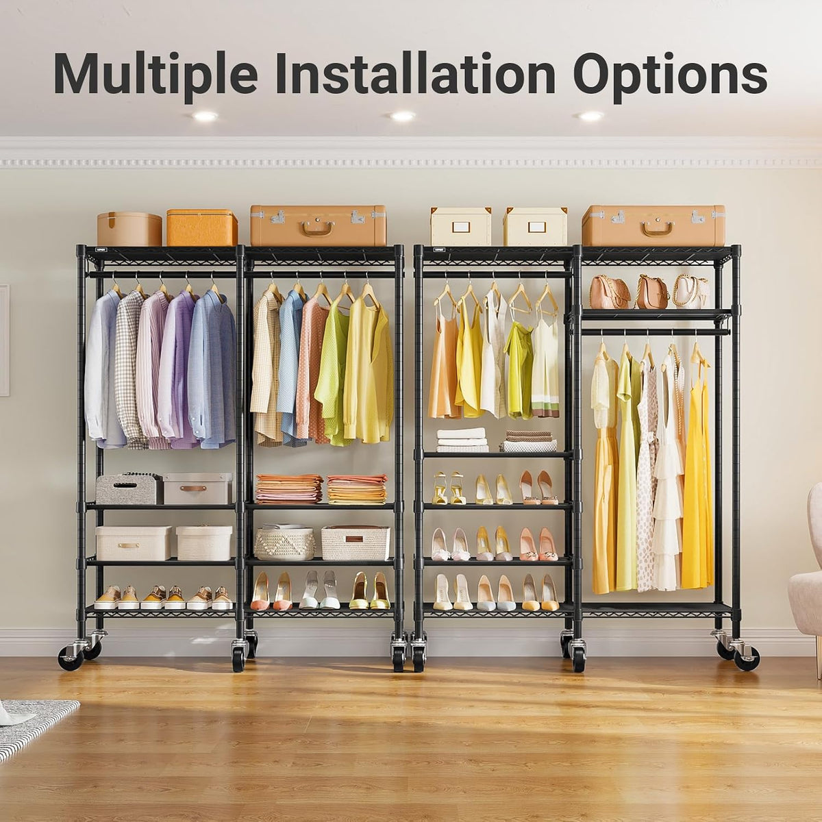 Grey Heavy‑Duty Rolling Covered Portable Garment Rack