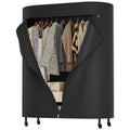Black Heavy‑Duty Rolling Covered Portable Garment Rack