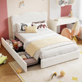 Beige Velvet Kids Bed Frame With Storage Drawers