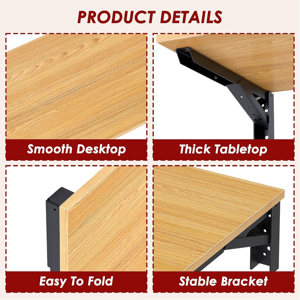 Teak Wall‑Mounted Fold‑Down Folding Work Table