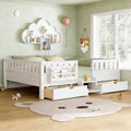 White Queen Kids Storage Platform Bed with Stairs & Guardrails