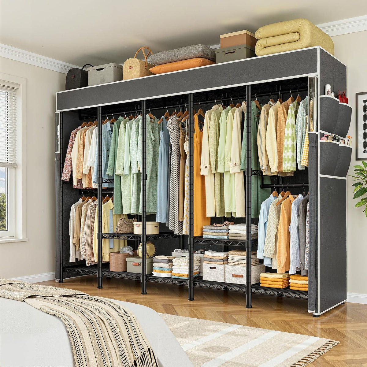Large Heavy‑Duty Freestanding Portable Garment Closet Rack