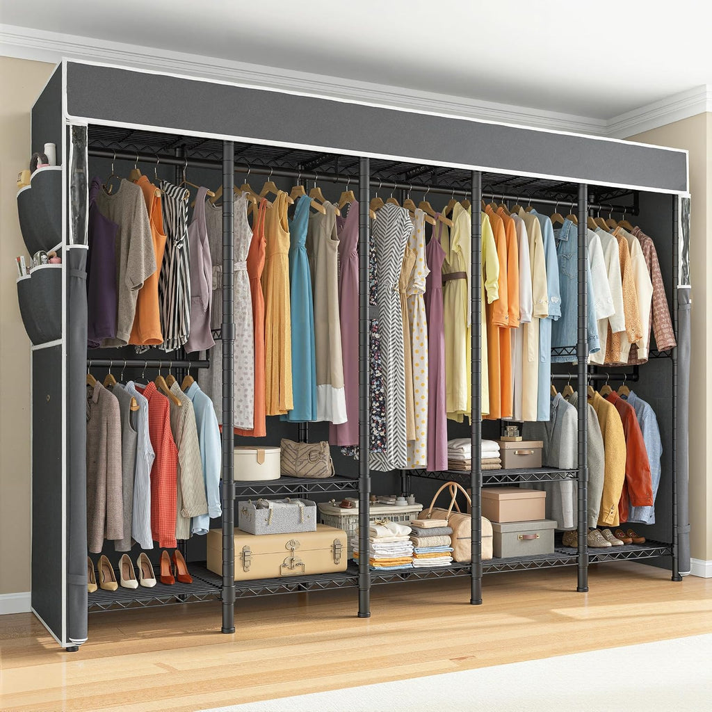 Large Heavy‑Duty Freestanding Portable Garment Closet Rack