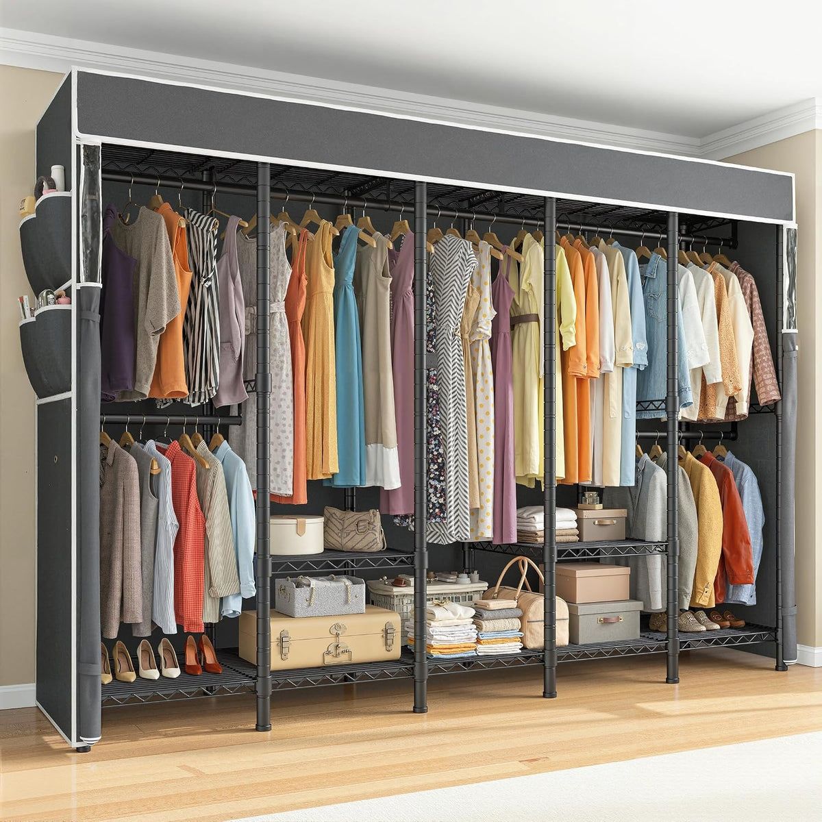 Large Heavy‑Duty Freestanding Portable Garment Closet Rack